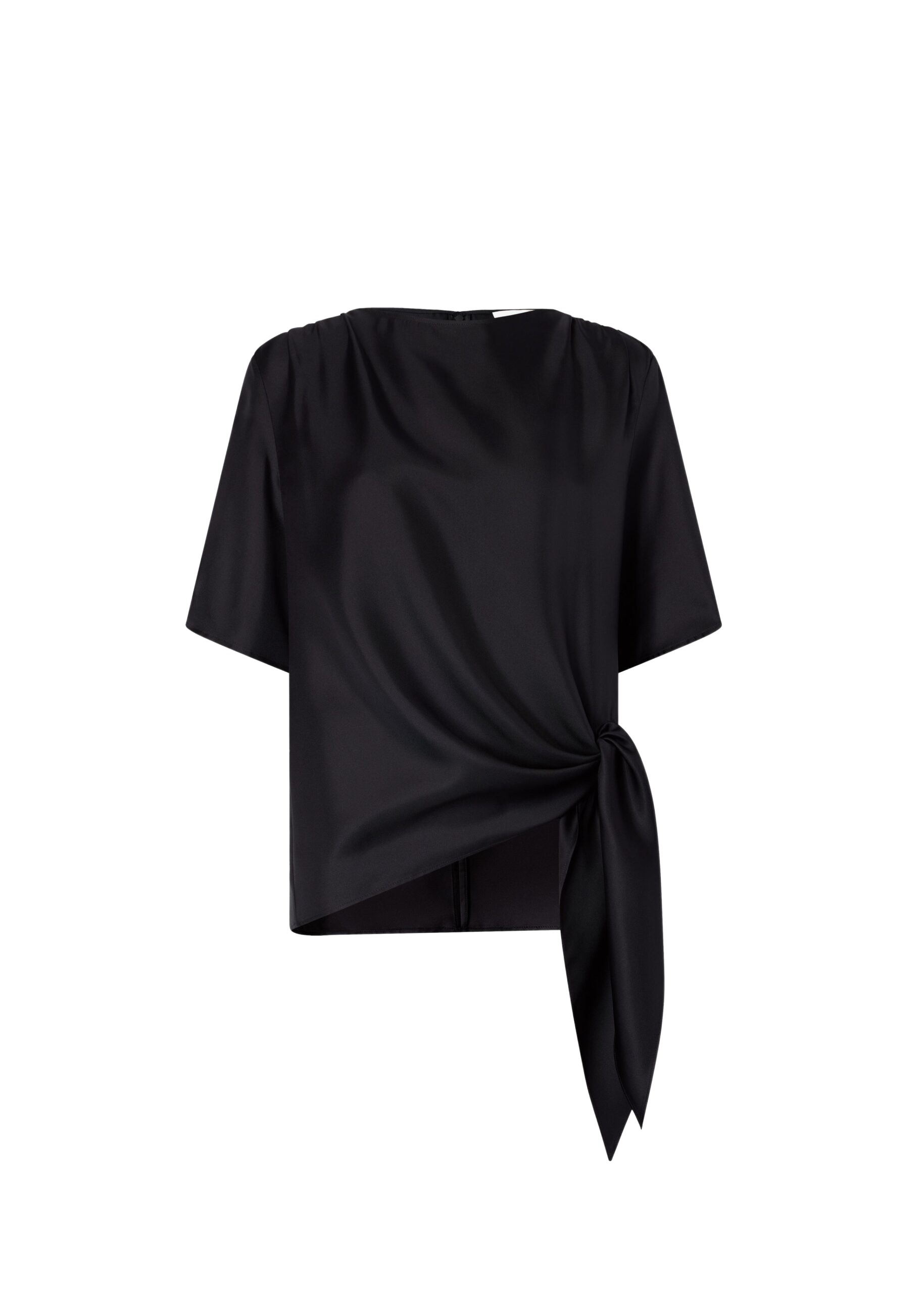 The Frankie Shop Mano Asymmetric Silk Top – Black