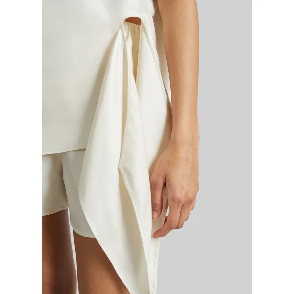 The Frankie Shop Mano Asymmetric Silk Top – Ivory, view 4