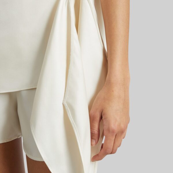 The Frankie Shop Mano Asymmetric Silk Top - Ivory - Oversized Minimalist Tops in Ivory - Shop at Coveti