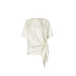The Frankie Shop Mano Asymmetric Silk Top - Ivory - Oversized Minimalist Tops in Ivory - Shop at Coveti