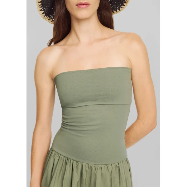 The Frankie Shop Marc Cotton Maxi Dress – Deep Lichen Green, view 5