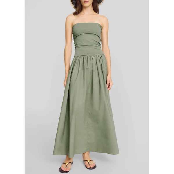 The Frankie Shop Marc Cotton Maxi Dress – Deep Lichen Green, view 6