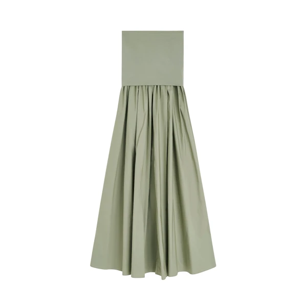 The Frankie Shop Marc Cotton Maxi Dress - Deep Lichen Green - Oversized Minimalist Dresses in Green - Shop at Coveti