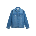 The Frankie Shop Marden Denim Jacket - Medium Wash - Oversized Minimalist Jackets in Grey - Shop at Coveti