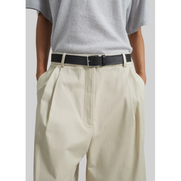 The Frankie Shop Marfa Cotton Pleated Bermuda – Light Beige Shorts, view 4