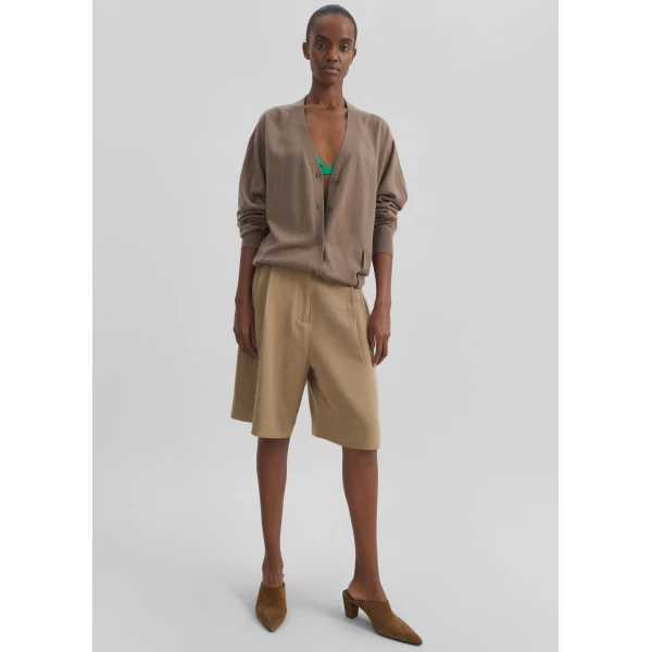 The Frankie Shop Marfa Linen Bermuda Shorts – Camel, view 2