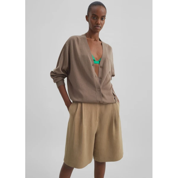 The Frankie Shop Marfa Linen Bermuda Shorts – Camel, view 3