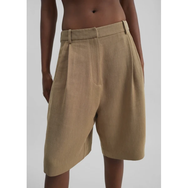 The Frankie Shop Marfa Linen Bermuda Shorts – Camel, view 4