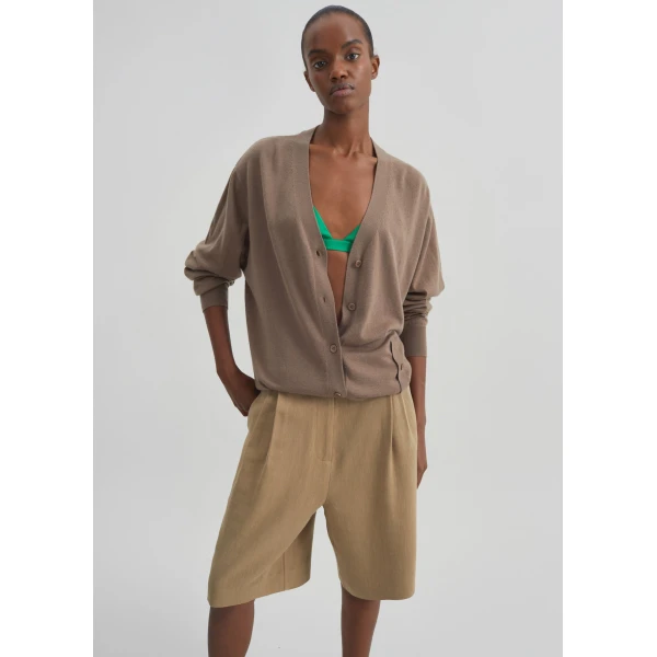 The Frankie Shop Marfa Linen Bermuda Shorts – Camel, view 5
