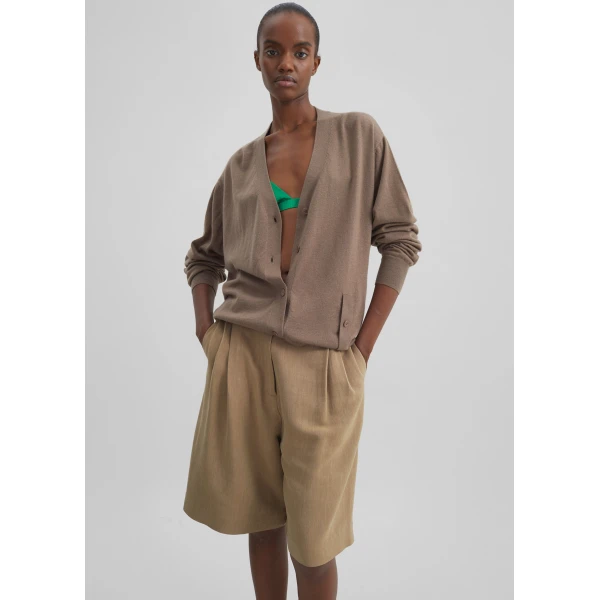 The Frankie Shop Marfa Linen Bermuda Shorts – Camel, view 6