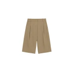 The Frankie Shop Marfa Linen Bermuda Shorts - Camel - Oversized Minimalist Shorts in Beige - Shop at Coveti