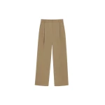 The Frankie Shop Marfa Linen Pleated Trousers - Camel - Oversized Minimalist Pants in Beige - Shop at Coveti