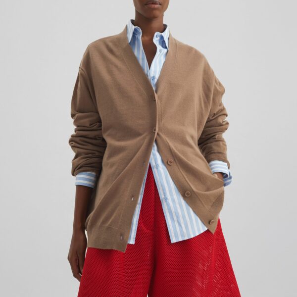 The Frankie Shop Marfa Mesh Pleated Bermuda Shorts - Red - Oversized Minimalist Shorts in Red - Shop at Coveti