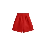 The Frankie Shop Marfa Mesh Pleated Bermuda Shorts - Red - Oversized Minimalist Shorts in Red - Shop at Coveti