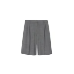 The Frankie Shop Marfa Pleated Bermuda Shorts - Grey Melange - Oversized Minimalist Shorts in Grey - Shop at Coveti