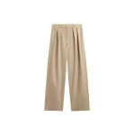The Frankie Shop Marfa Pleated Silk Trousers - Beige - Oversized Minimalist Pants in Beige - Shop at Coveti