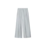 The Frankie Shop Marfa Pleated Silk Trousers - Grey - Oversized Minimalist Pants in Grey - Shop at Coveti