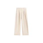 The Frankie Shop Marfa Pleated Silk Trousers - Ivory - Oversized Minimalist Pants in Ivory - Shop at Coveti