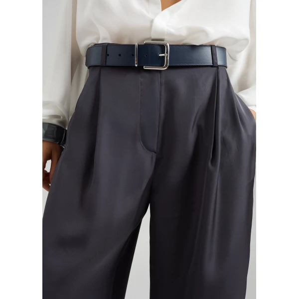 The Frankie Shop Marfa Pleated Silk Trousers – Storm Grey, view 5