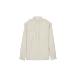 The Frankie Shop Marlon Button Up Shirt - Beige - Oversized Minimalist Tops in Beige - Shop at Coveti