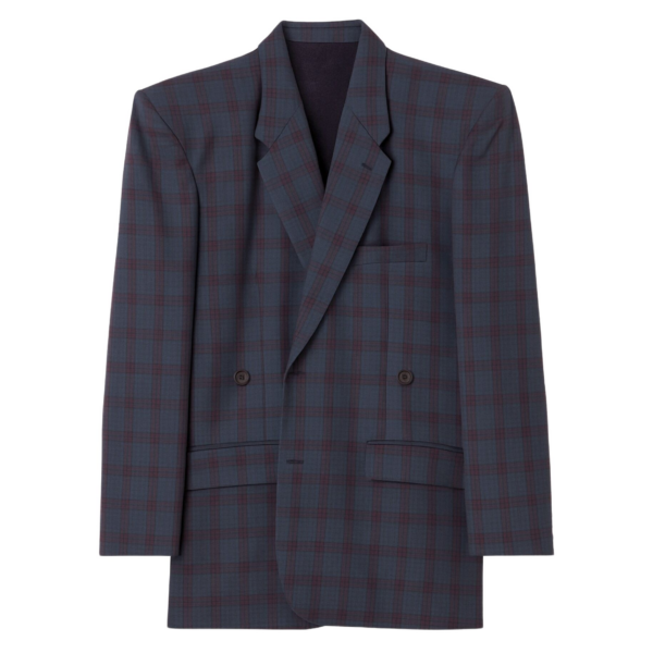 The Frankie Shop Marnay Padded Blazer - Navy Plaid - Oversized Minimalist Jackets in Multicolour - Shop at Coveti