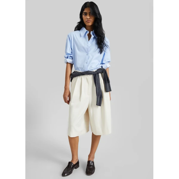 The Frankie Shop Martel Pleated Bermuda Shorts – Cream, view 4