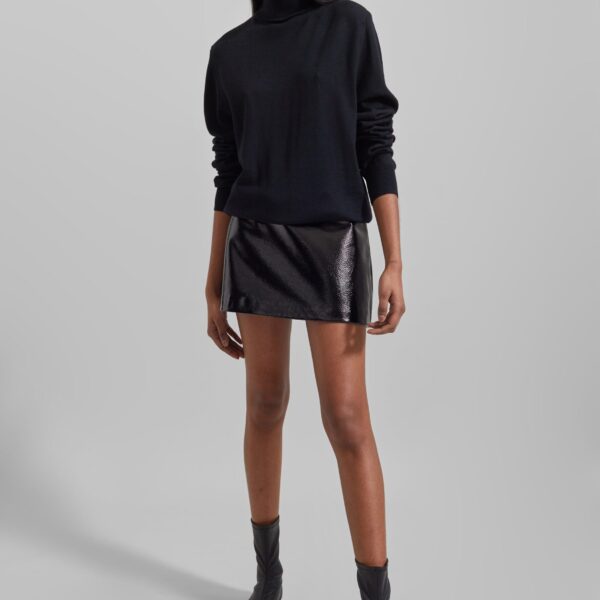 The Frankie Shop Mary Crackled Faux Leather Mini Skirt - Black - Oversized Minimalist Skirts in Black - Shop at Coveti