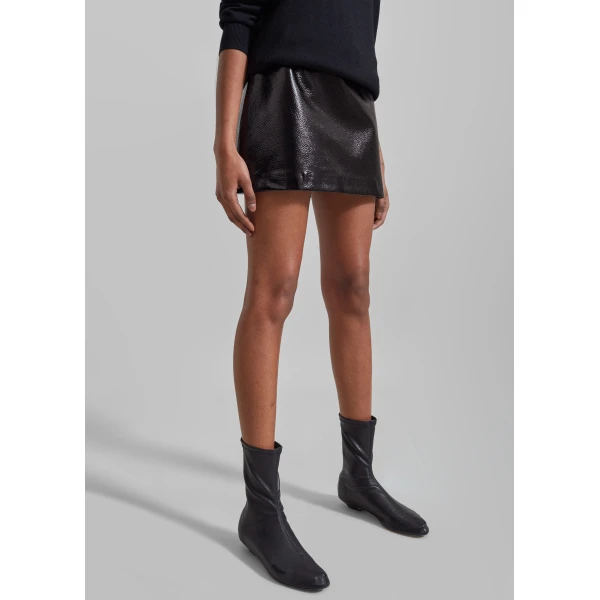 The Frankie Shop Mary Crackled Faux Leather Mini Skirt – Black, view 5