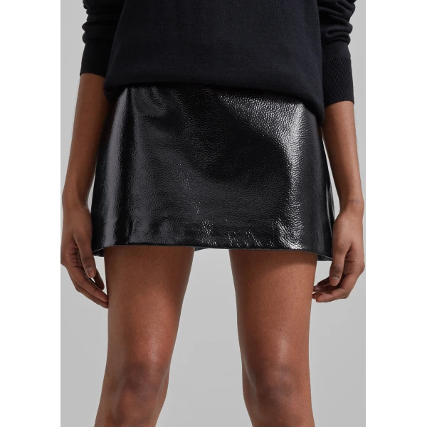 The Frankie Shop Mary Crackled Faux Leather Mini Skirt – Black, view 6