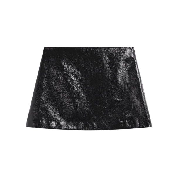 The Frankie Shop Mary Crackled Faux Leather Mini Skirt - Black - Oversized Minimalist Skirts in Black - Shop at Coveti
