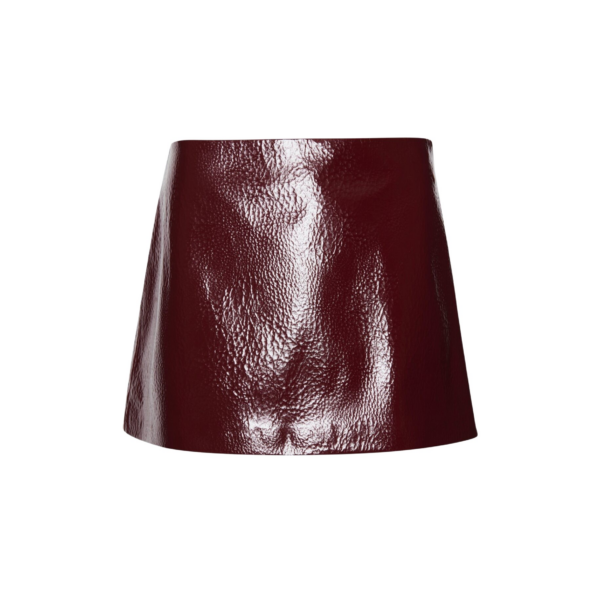The Frankie Shop Mary Crackled Faux Leather Mini Skirt - Burgundy - Oversized Minimalist Skirts in Red - Shop at Coveti