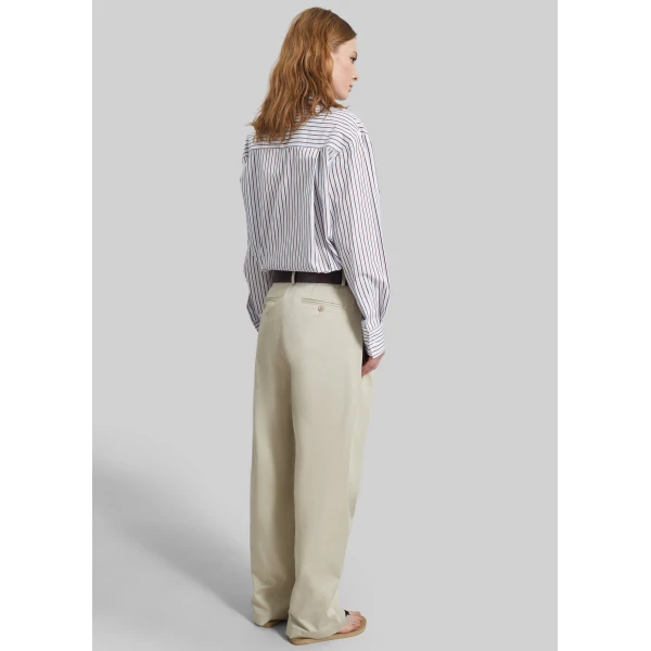 The Frankie Shop Maud Oversized Cotton Poplin Shirt – Dark Red/Light Blue, view 6
