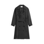The Frankie Shop Mavis Oversized Sheer Trench - Black - Oversized Minimalist Coats in Black - Shop at Coveti
