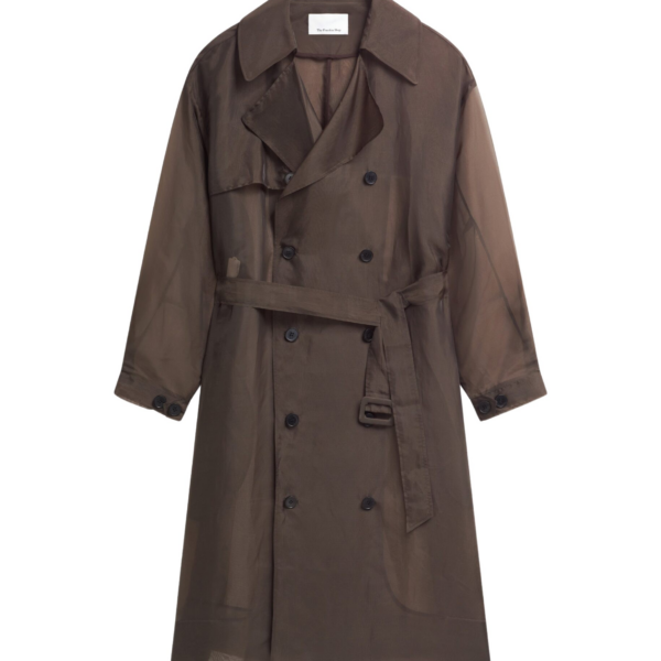 The Frankie Shop Mavis Oversized Sheer Trench - Brown - Oversized Minimalist Coats in Beige - Shop at Coveti