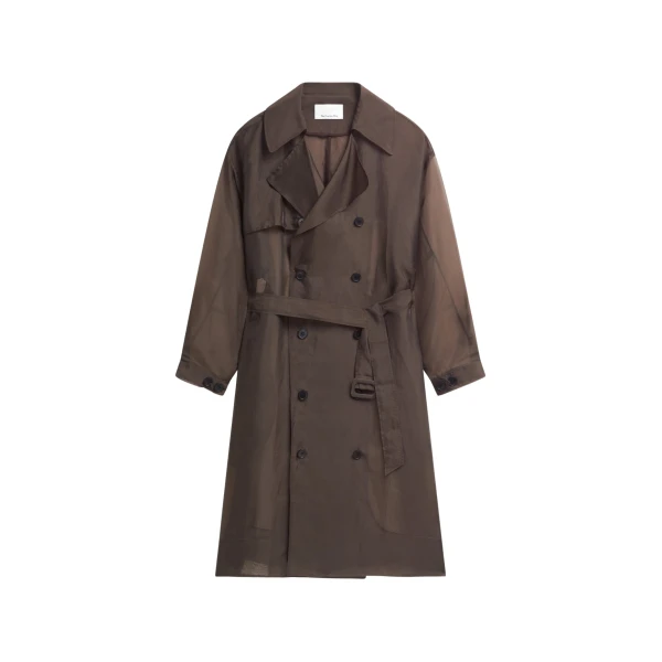 The Frankie Shop Mavis Oversized Sheer Trench - Brown - Oversized Minimalist Coats in Beige - Shop at Coveti