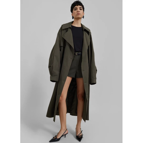 The Frankie Shop Mavis Oversized Trench – Khaki Coat, view 5