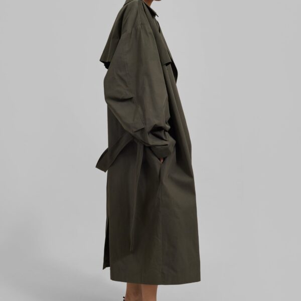 The Frankie Shop Mavis Oversized Trench - Khaki - Oversized Minimalist Coats in Green - Shop at Coveti