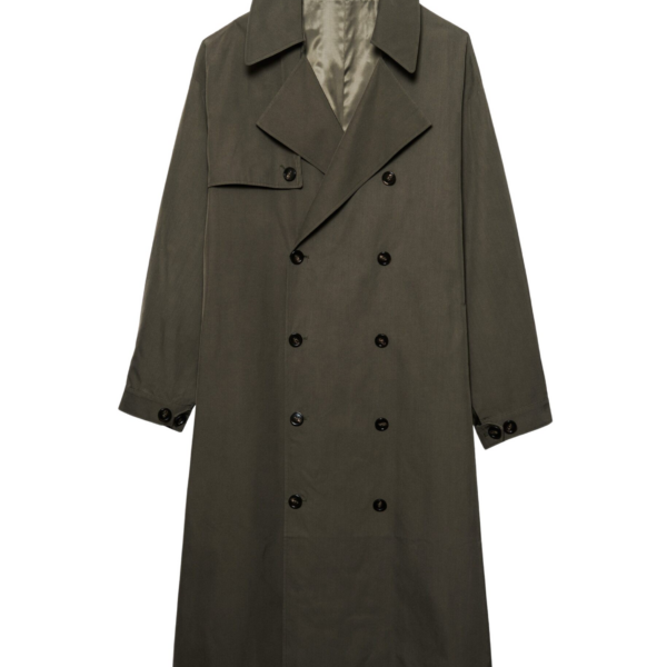 The Frankie Shop Mavis Oversized Trench - Khaki - Oversized Minimalist Coats in Green - Shop at Coveti
