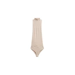 The Frankie Shop Maxen Mock Neck Bodysuit - Beige - Oversized Minimalist Bikini in Beige - Shop at Coveti