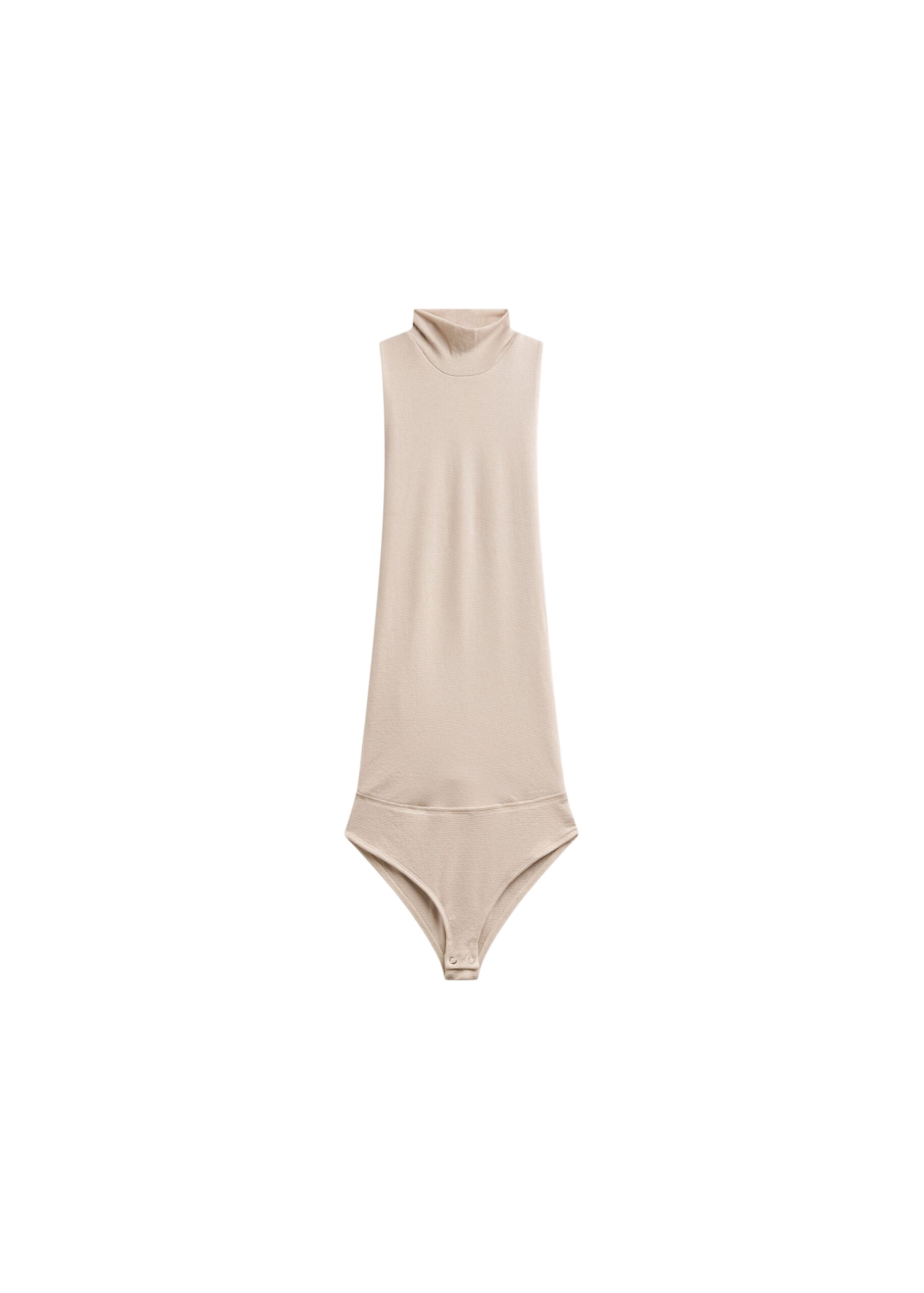 The Frankie Shop Maxen Mock Neck Bodysuit – Beige
