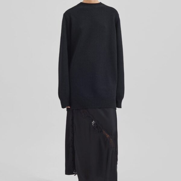 The Frankie Shop Maxime Knit Sweater Dress - Black - Oversized Minimalist Knitwear in Black - Shop at Coveti