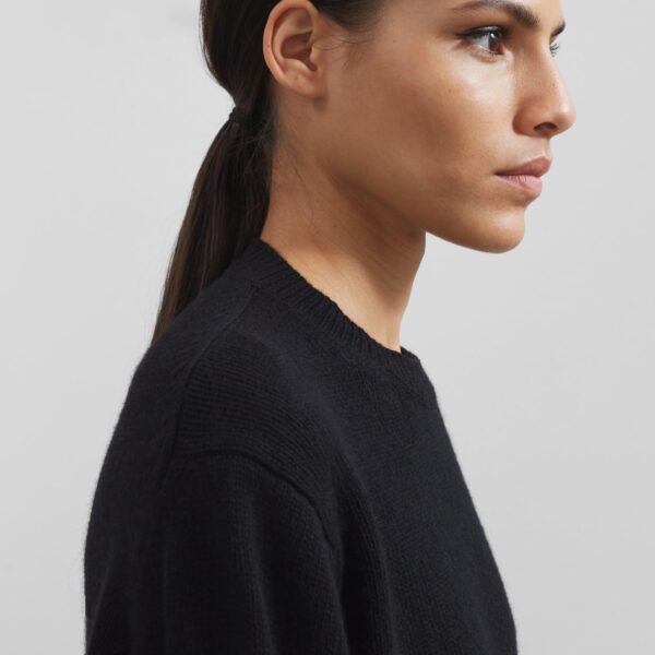 The Frankie Shop Maxime Knit Sweater Dress - Black - Oversized Minimalist Knitwear in Black - Shop at Coveti