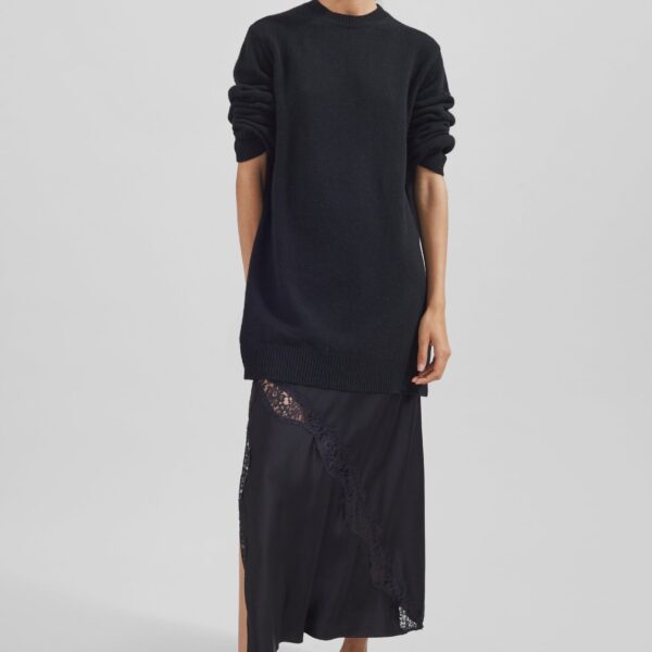 The Frankie Shop Maxime Knit Sweater Dress - Black - Oversized Minimalist Knitwear in Black - Shop at Coveti
