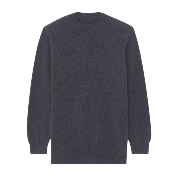 The Frankie Shop Maxime Knit Sweater Dress - Dark Grey Melange - Oversized Minimalist Knitwear in Grey - Shop at Coveti