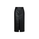 The Frankie Shop Maybelle Faux Leather Front Slit Pencil Skirt - Black - Oversized Minimalist Skirts in Black - Shop at Coveti