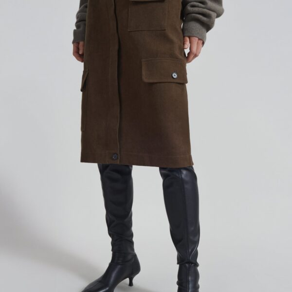 The Frankie Shop Mayenne Cargo Skirt - Brown - Oversized Minimalist Skirts in Beige - Shop at Coveti