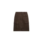 The Frankie Shop Mayenne Cargo Skirt - Brown - Oversized Minimalist Skirts in Beige - Shop at Coveti