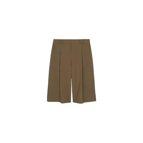 The Frankie Shop Meldert Bermuda Shorts - Khaki Brown - Oversized Minimalist Shorts in Beige - Shop at Coveti