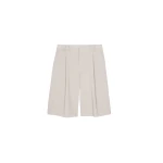 The Frankie Shop Meldert Bermuda Shorts - Stone - Oversized Minimalist Shorts in Beige - Shop at Coveti