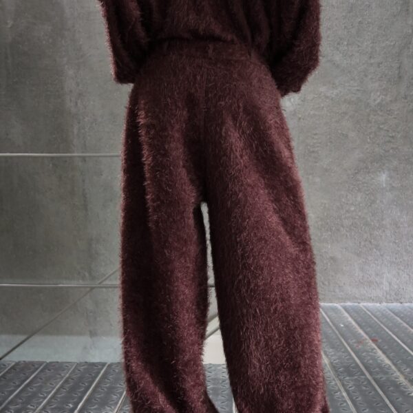 The Frankie Shop Melker Furry Pants - Mauve Brown - Oversized Minimalist Pants in Beige - Shop at Coveti